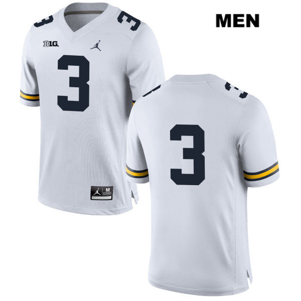 Men's NCAA Michigan Wolverines Brad Robbins #3 No Name White Jordan Brand Authentic Stitched Football College Jersey TI25L63KU